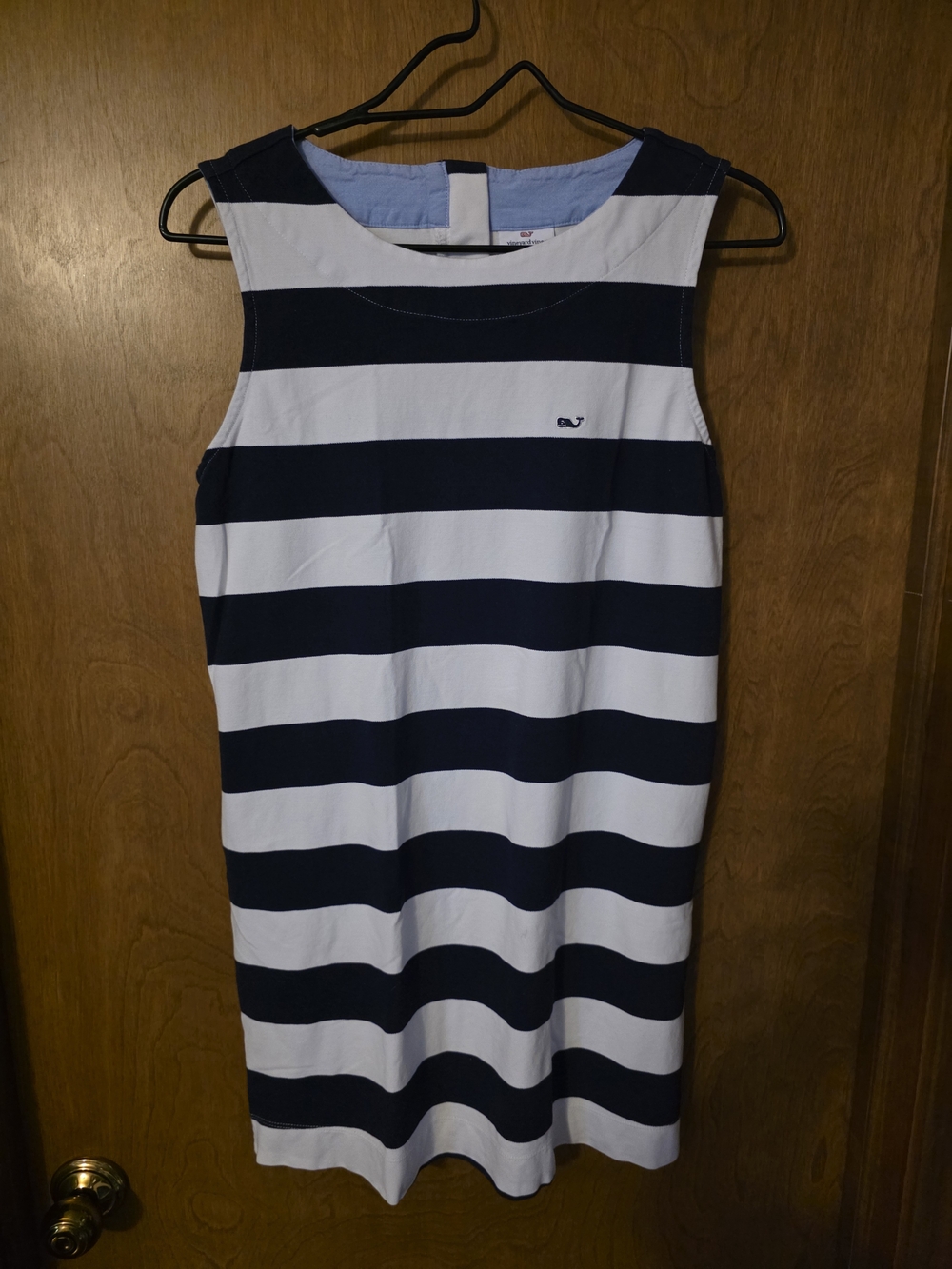 Vineyard Vines Navy & White Striped Sleeveless Shift Midi Dress